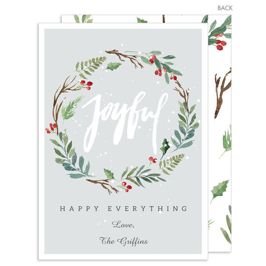 Joyful Wreath Flat Holiday Cards